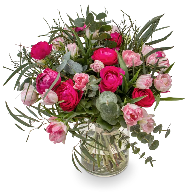 Jarní kytice tulipánů a ranunculusů